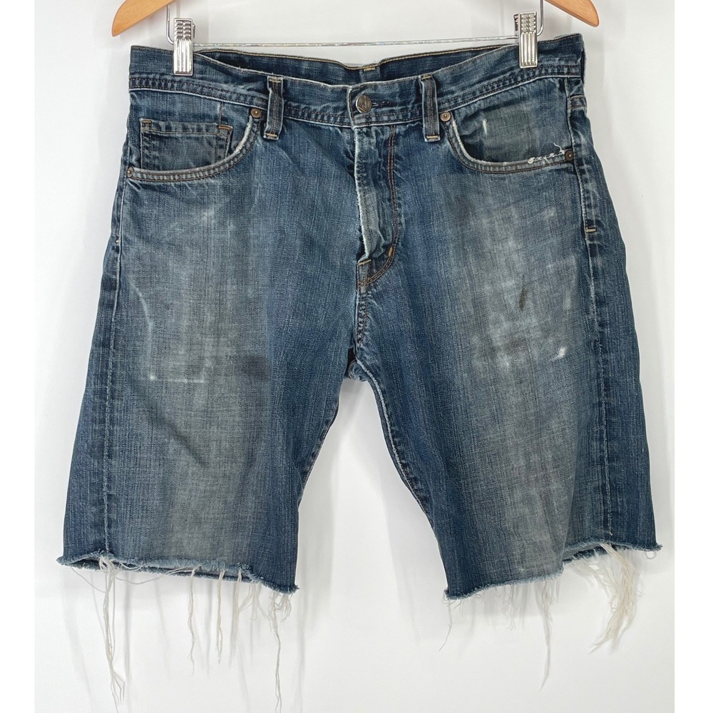 Citizens of Humanity‎ by Jerome Dahan Mens Shorts 32 Blue Denim Distress Raw Hem